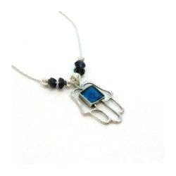 Michal Kirat Silver Hamsa with Roman Glass ... | Roman Glass Necklaces