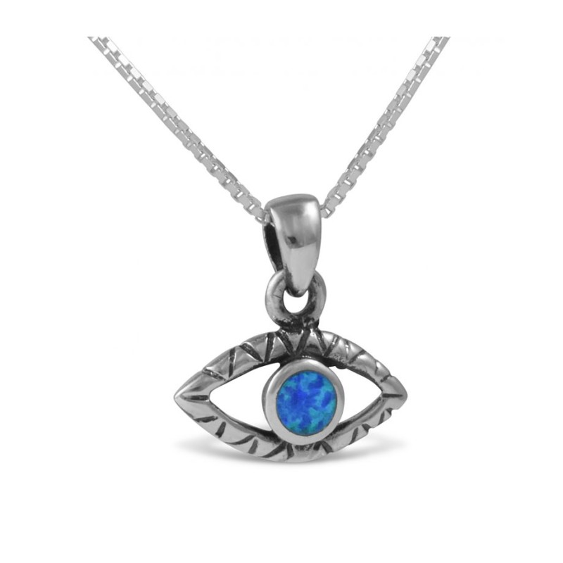 Evil Eye Pendant Necklace in 925 Sterling Silver w... | Jewish Pendant