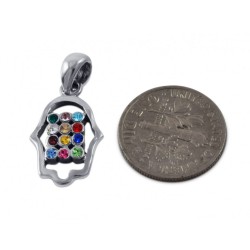 925 Sterling Silver Pendant Necklace Hamsa with Co... | Hamsa Necklace