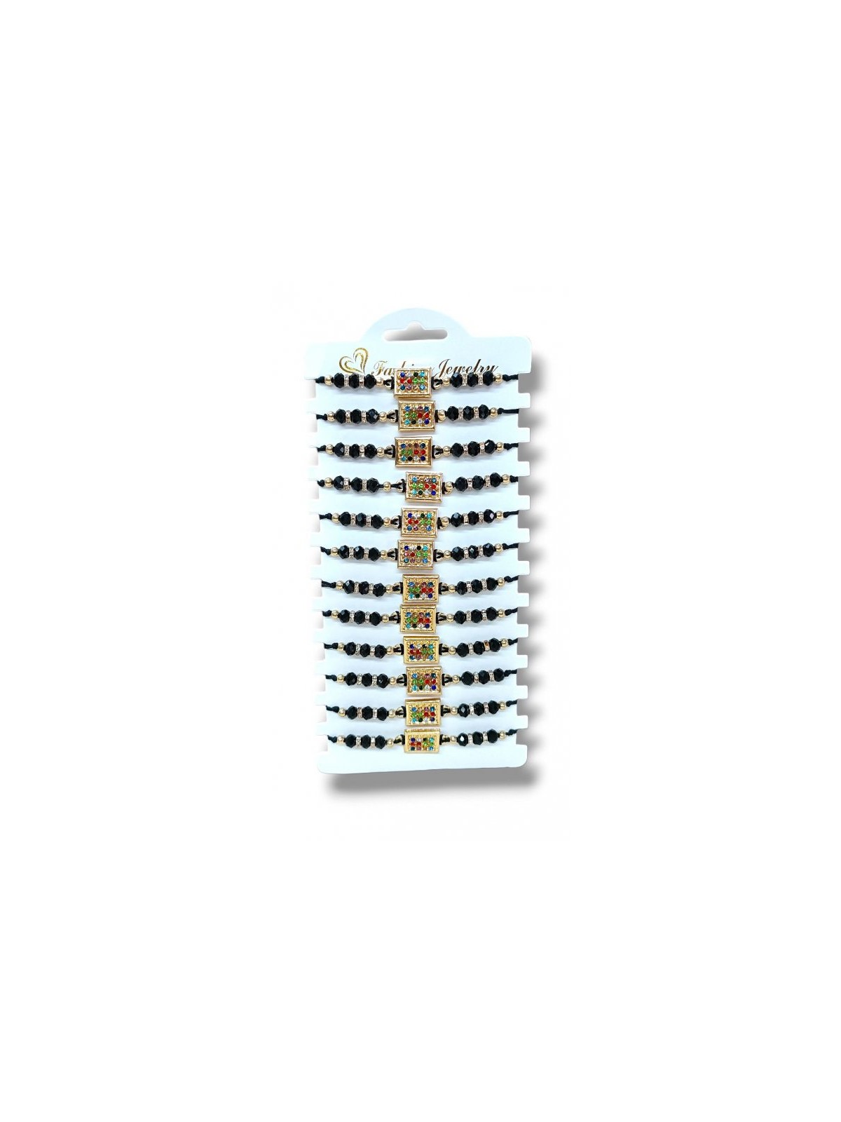 Bracelet Cordon Noir Bonne Chance avec Plastron Ima... | Paquets de bracelets