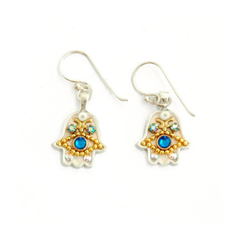 Boucles d'oreilles Hamsa en pierre bleue par Ester Shahaf | Boucles d'oreilles