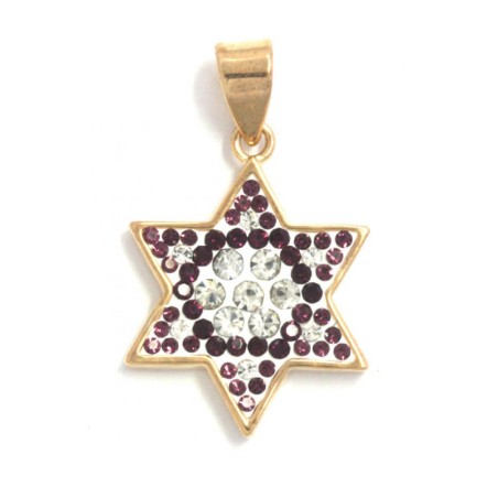 Amethyst and Zircon Star of David Pendant | Jewish Gift from Israel