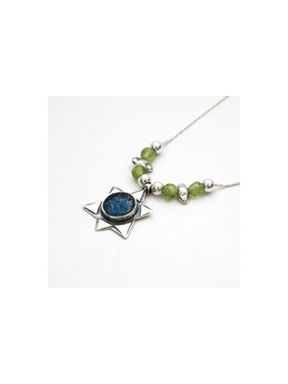 Michal Kirat Star of David Roman Glass Silv... | Roman Glass Necklaces