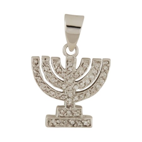 Seven Branch Menorah Pendant with Zircons | Menorah Pendants
