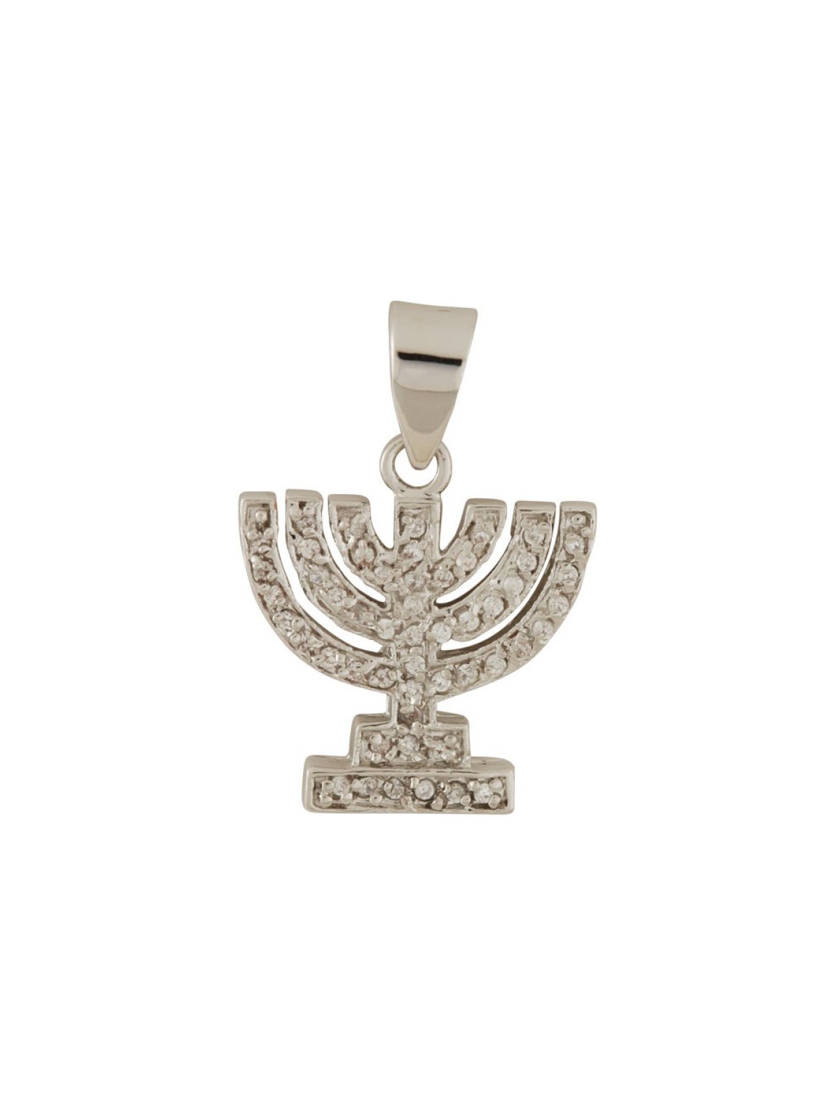 Seven Branch Menorah Pendant with Zircons | Menorah Pendants