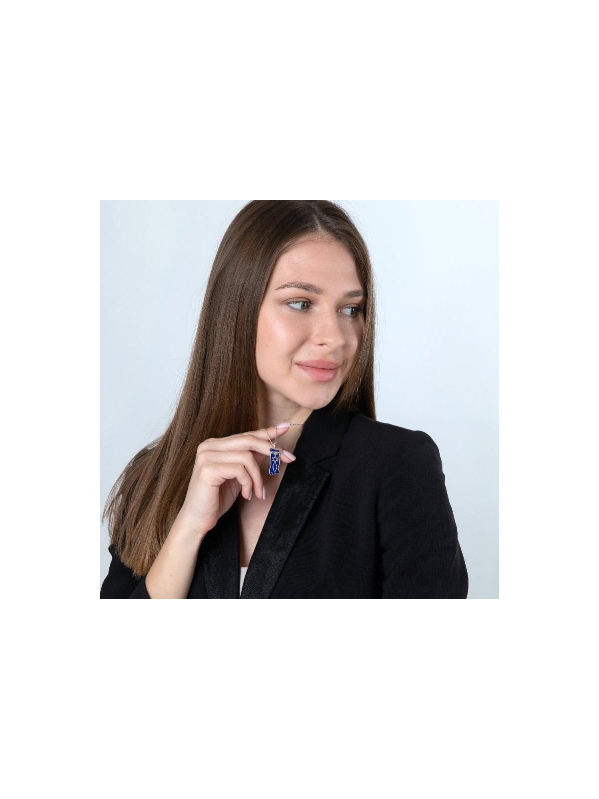 Sterling Silver Pendant Necklace Blue Enamel Men... | Menorah Pendants