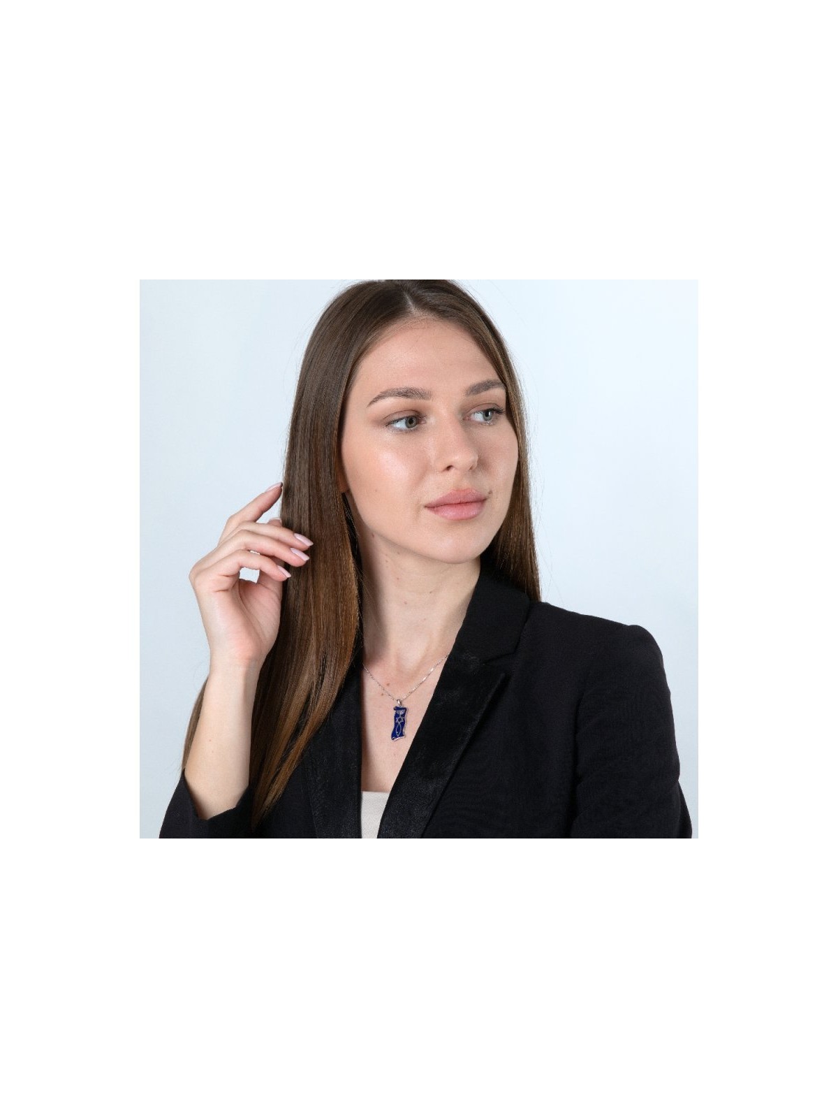 Sterling Silver Pendant Necklace Blue Enamel Men... | Menorah Pendants