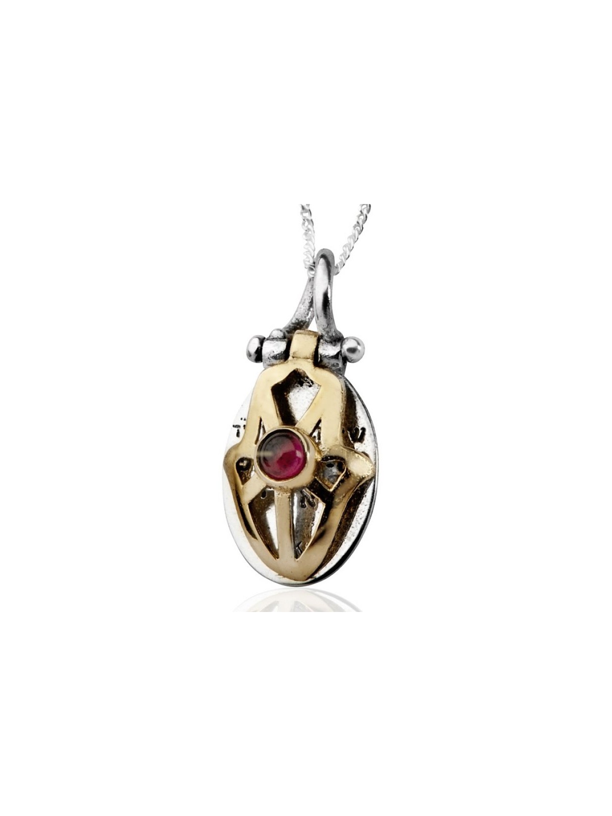 Hamsa Pendant with Center Stone by HaAri Jewelry | Necklaces by HaAri