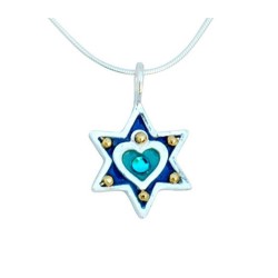 Collier étoile de David en argent coeur par... | Colliers par Esther Shahaf