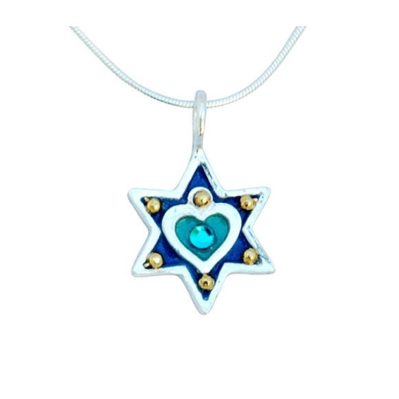 Silver Star of David Necklace Heart by... | Necklaces by Esther Shahaf