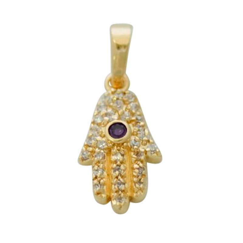 Filigree Amethyst Hamsa Pendant | Hamsa Necklace
