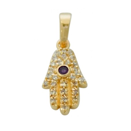 Filigree Amethyst Hamsa Pendant | Hamsa Necklace