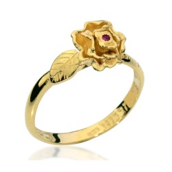 HaAri Gold Kabbalah Ring Rose and Ruby %96 Rose Amon... | Jewish Rings