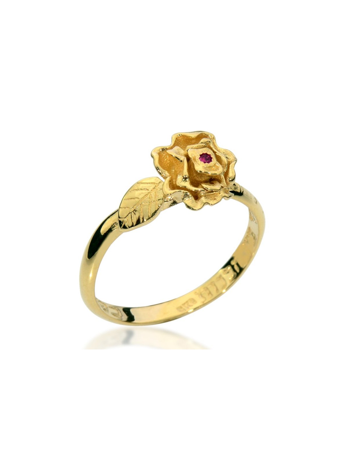 HaAri Gold Kabbalah Ring Rose and Ruby %96 Rose Amon... | Jewish Rings