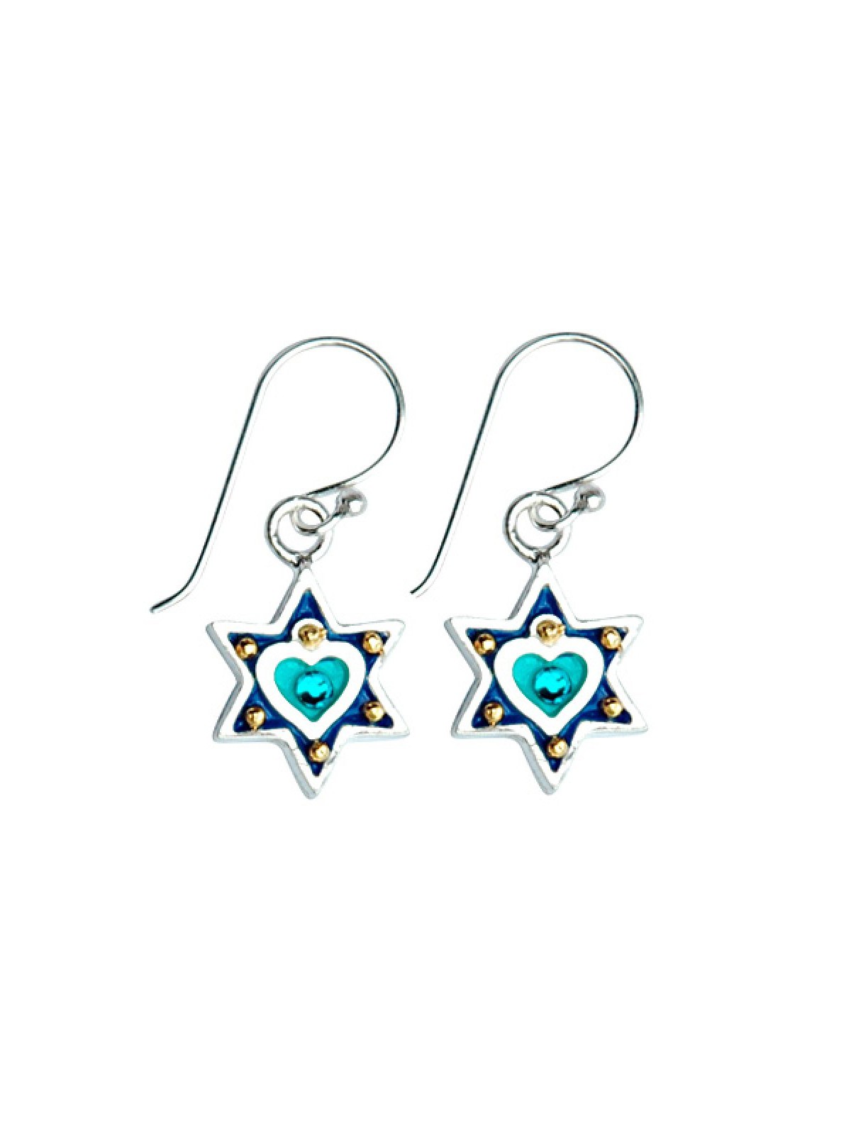 Boucles d'oreilles étoile de David coeur bleu par Ester Shahaf | Boucles d'oreilles