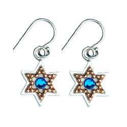 Ester Shahaf Sterling Silver Golden Bead Star of David E... | Earrings