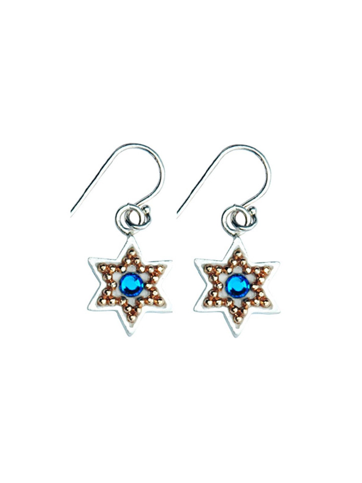 Ester Shahaf Sterling Silver Golden Bead Star of David E... | Earrings