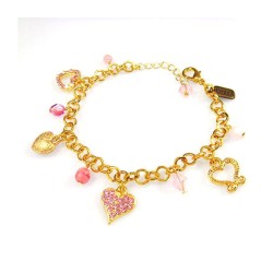 Heart Charm Bracelet in Pink by Edita | Israeli Fashion Jewelry