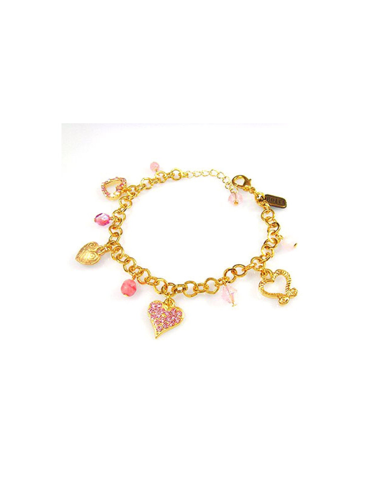 Heart Charm Bracelet in Pink by Edita | Israeli Fashion Jewelry