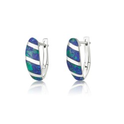 Sterling Silver Earrings Curved Eilat Stone with Silver ... | Earrings