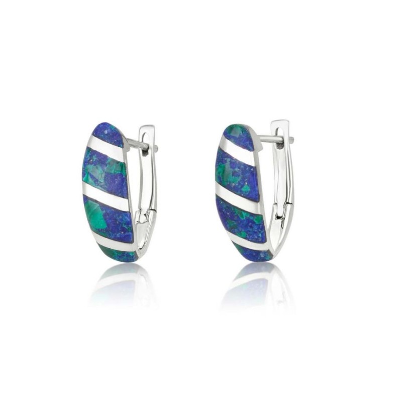 Sterling Silver Earrings Curved Eilat Stone with Silver ... | Earrings