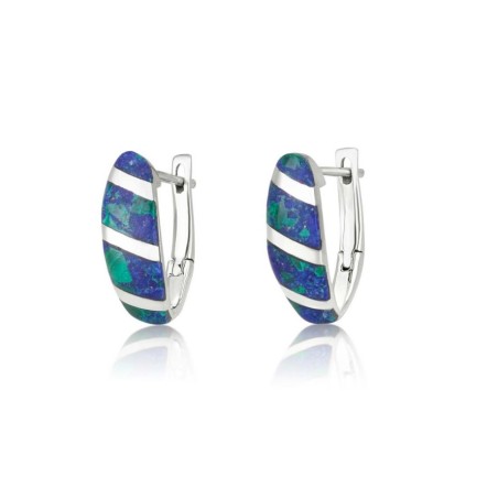 Sterling Silver Earrings Curved Eilat Stone with Silver ... | Earrings