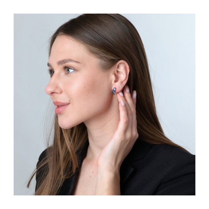 Boucles d'oreilles en argent sterling avec pierre d'Eilat courbée avec... | Boucles d'oreilles
