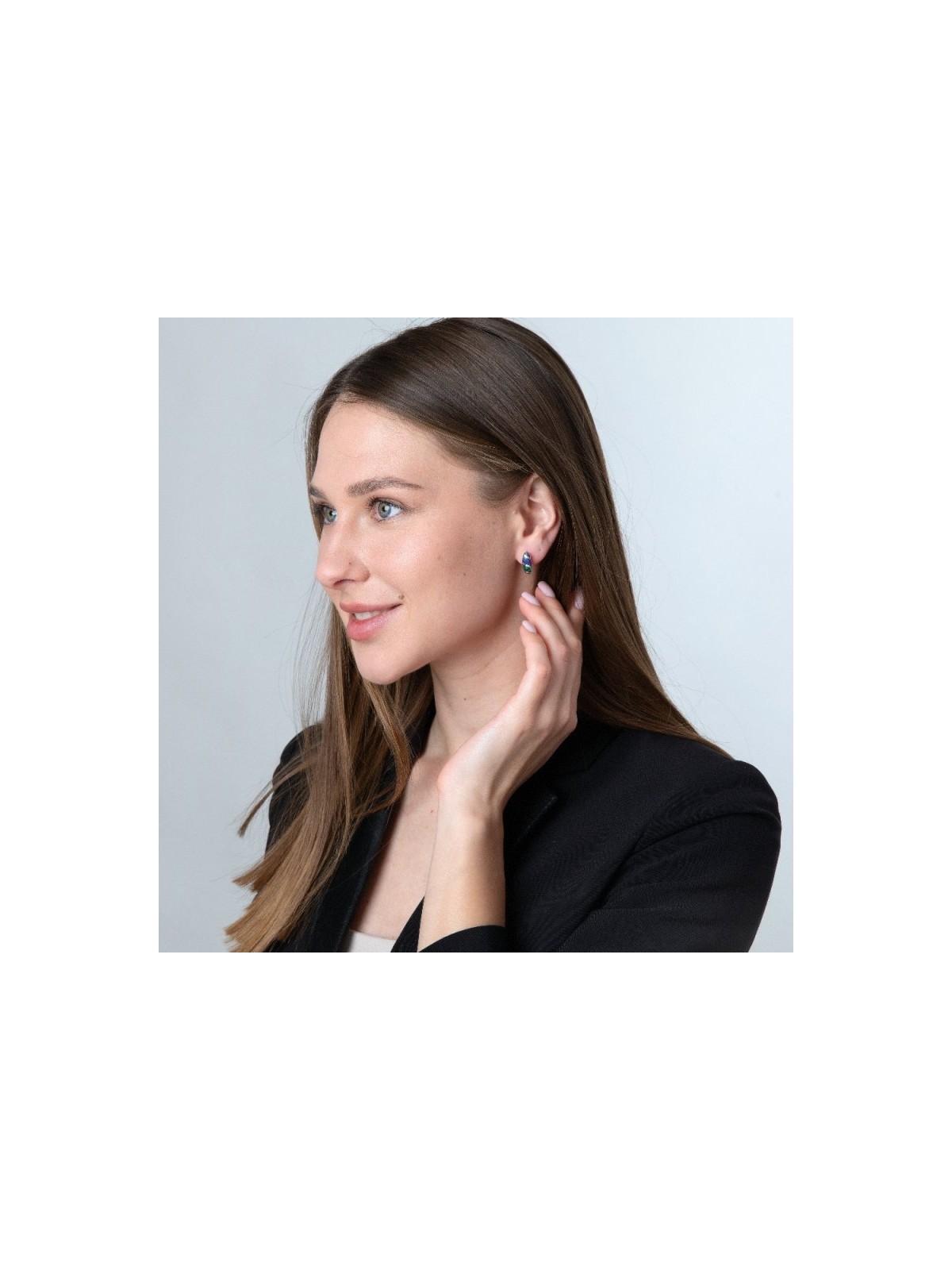 Sterling Silver Earrings Curved Eilat Stone with Silver ... | Earrings