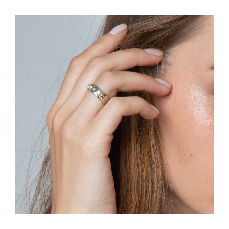 Bague en argent sterling plaqué or en relief Ani Ledodi... | Anneaux juifs