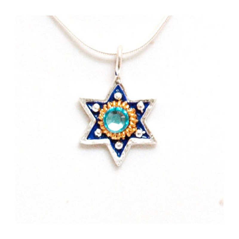 Pendentif étoile de David en bleu par Ester... | Colliers par Esther Shahaf