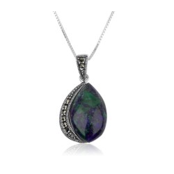 Sterling Silver Necklace with Eilat Stone... | Israeli Fashion Jewelry