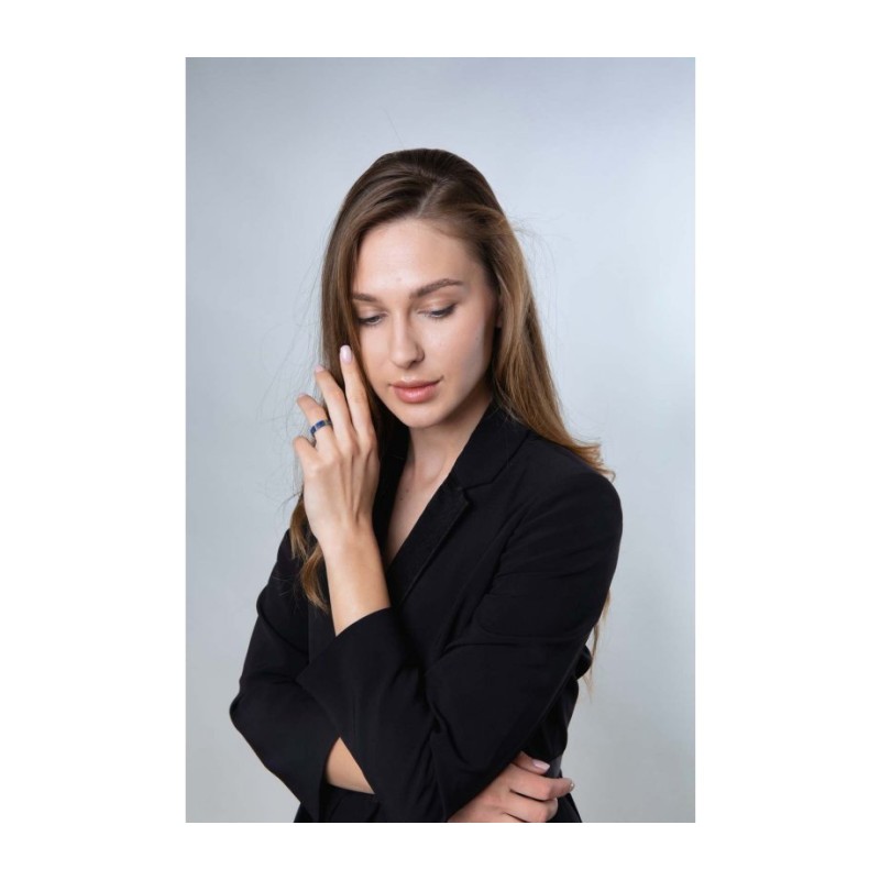 Bague en argent sterling avec pierre d'Eilat avec deux... | Anneaux juifs