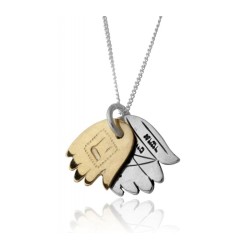 Haari Pendant Necklace Double Hamsa Hands with... | Necklaces by HaAri