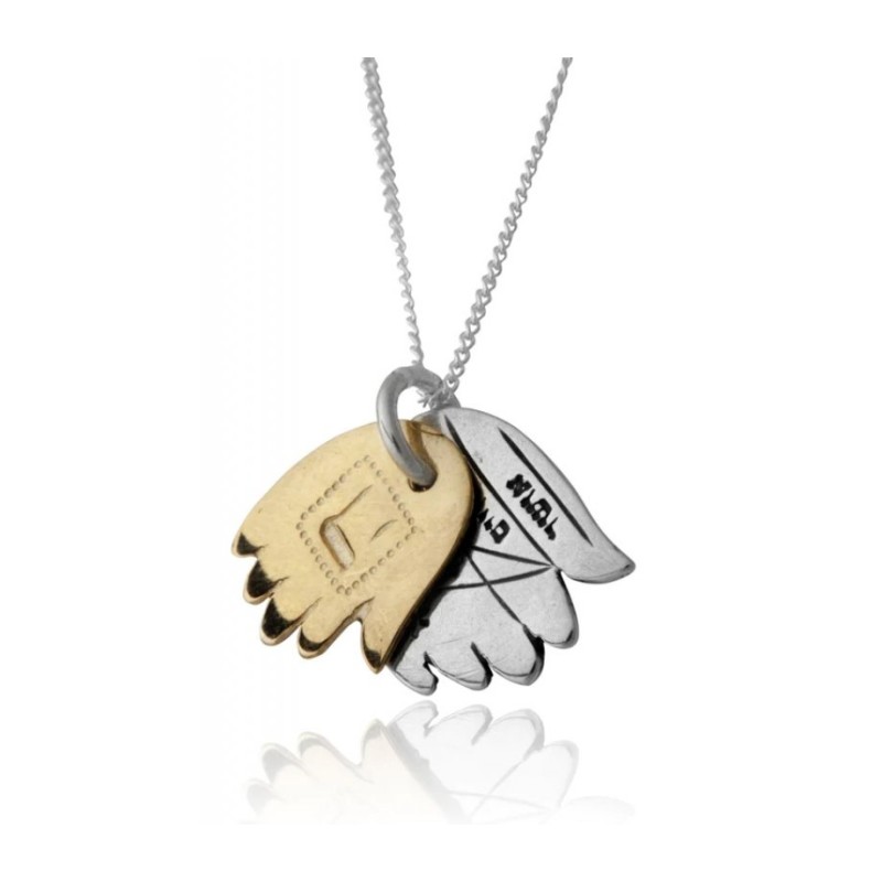 Haari Pendant Necklace Double Hamsa Hands with... | Necklaces by HaAri