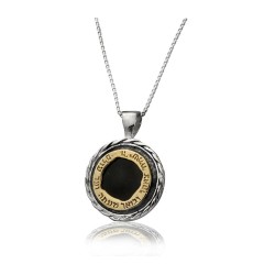 Collier pendentif Haari Argent Or et Onyx avec... | Colliers par HaAri