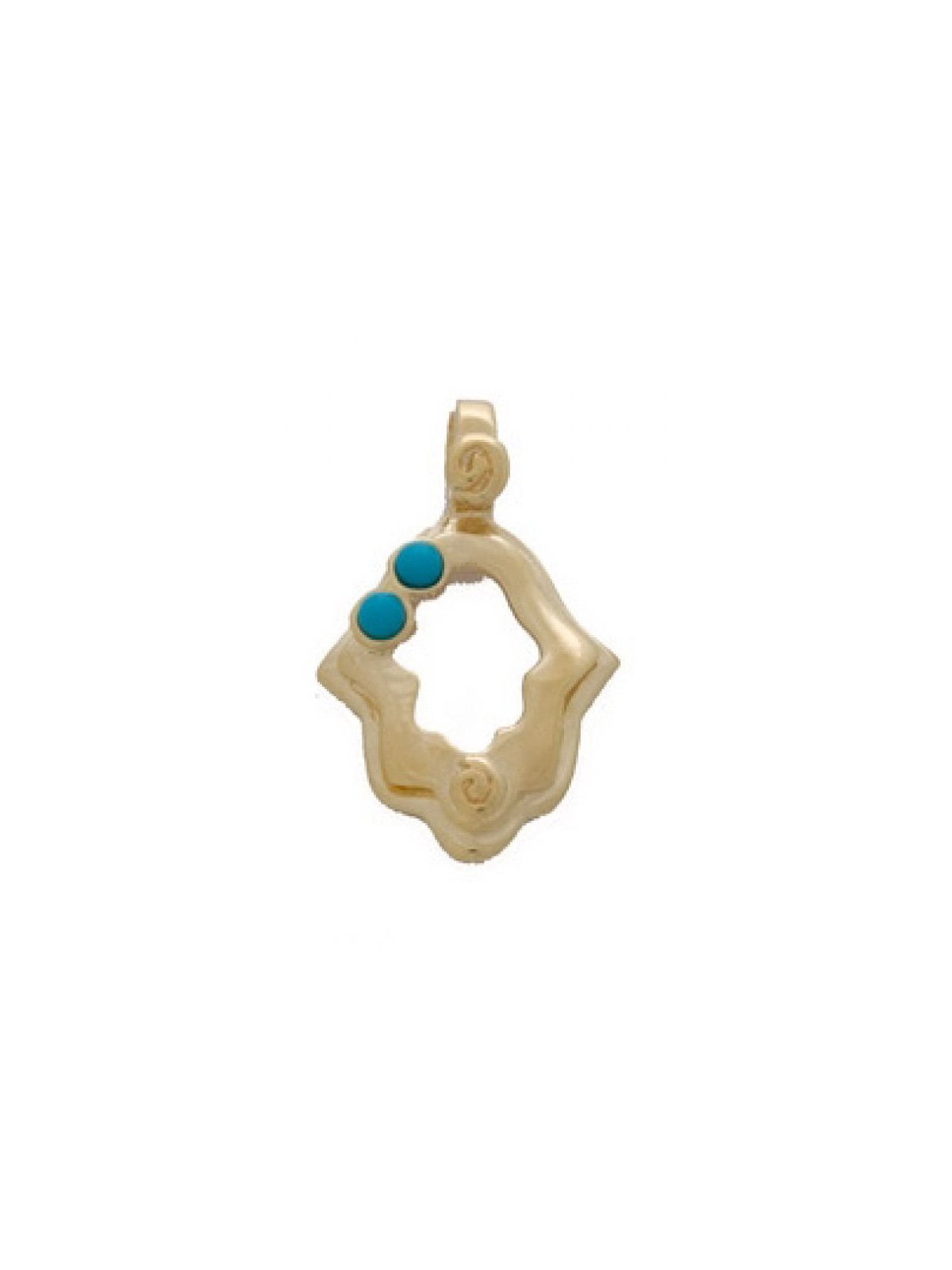 Gold Filled Cutout Hamsa Pendant with Two Turquois... | Hamsa Necklace