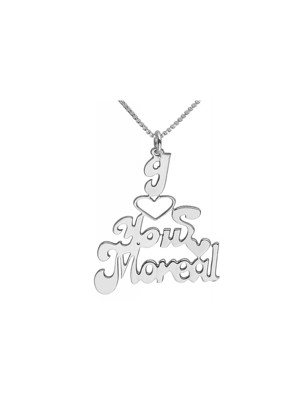 Silver English Name Necklace I Love You | Personalized Jewelry