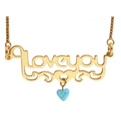 Collier I Love You rempli d’or avec coeur d’opale | Bijoux personnalisés