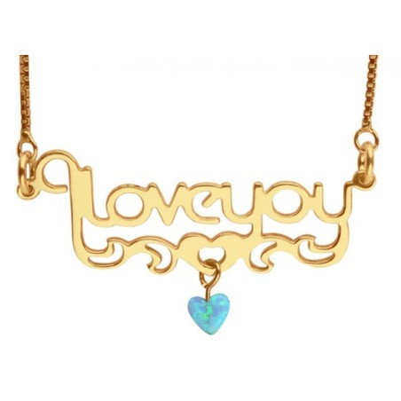 Gold Filled I Love You Necklace with Opal Heart | Personalized Jewelry