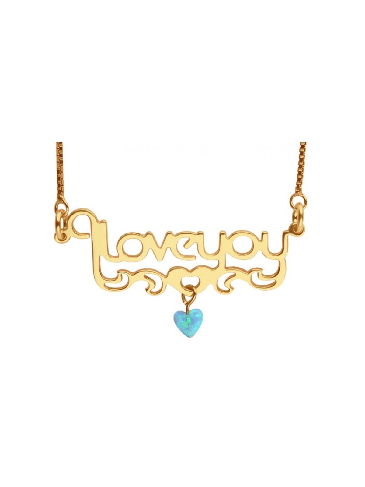 Gold Filled I Love You Necklace with Opal Heart | Personalized Jewelry