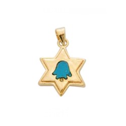 Gold Filled Star of David Turquoise Hamsa... | Jewish Gift from Israel