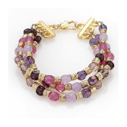Bead Bracelet in Shades of Pink and Purpl... | Israeli Fashion Jewelry