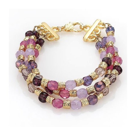 Bead Bracelet in Shades of Pink and Purpl... | Israeli Fashion Jewelry