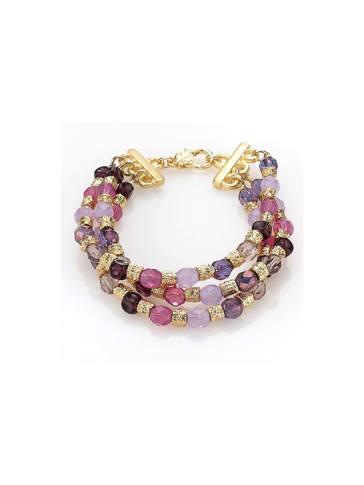Bead Bracelet in Shades of Pink and Purpl... | Israeli Fashion Jewelry