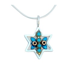 Silver Star of David Necklace Flower b... | Necklaces by Esther Shahaf