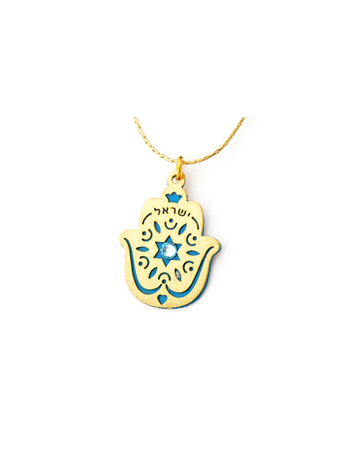 Ester Shahaf Blue Star of David Hamsa Necklace | Hamsa Necklace