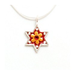 Orange Flower Star of David Pendant Sh... | Necklaces by Esther Shahaf