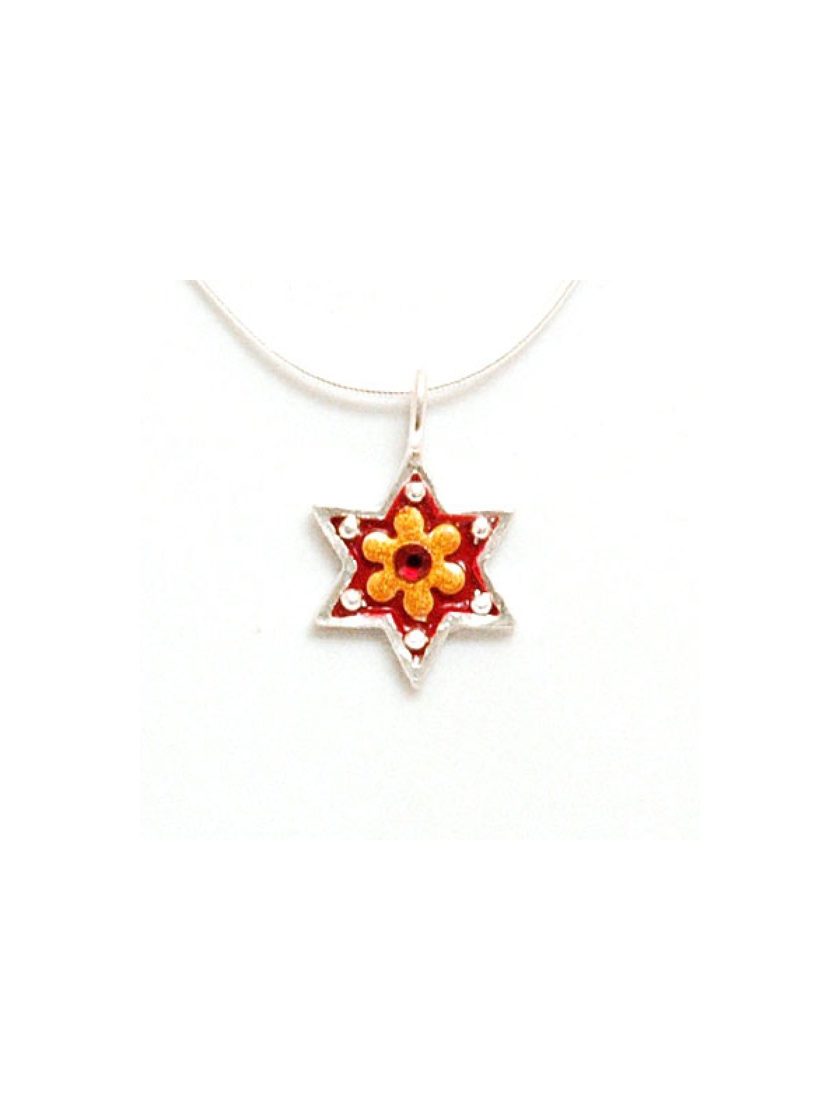 Orange Flower Star of David Pendant Sh... | Necklaces by Esther Shahaf