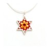 Orange Flower Star of David Pendant Sh... | Necklaces by Esther Shahaf