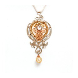 Silver Necklace with Copper Pendant by... | Necklaces by Esther Shahaf